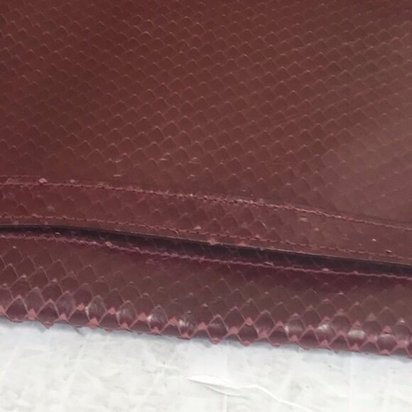 Alberta di Canio NEW Leather Clutch Bag Snake Animal Print Purse Minimalist Red - Picture 13 of 16